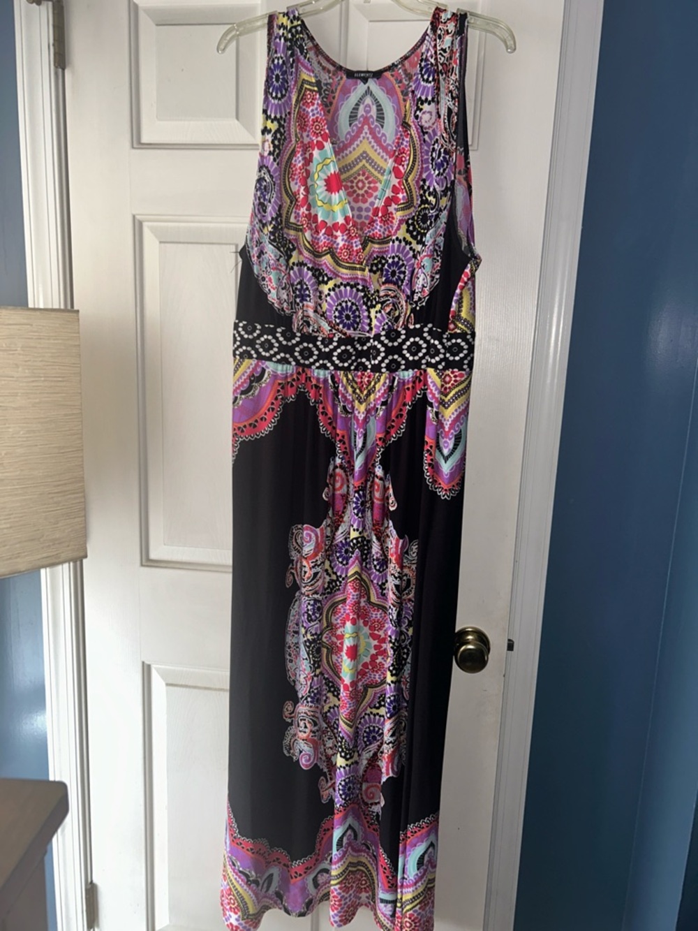 Elementz Black Maxi Dress with Pink & Purple Paisley